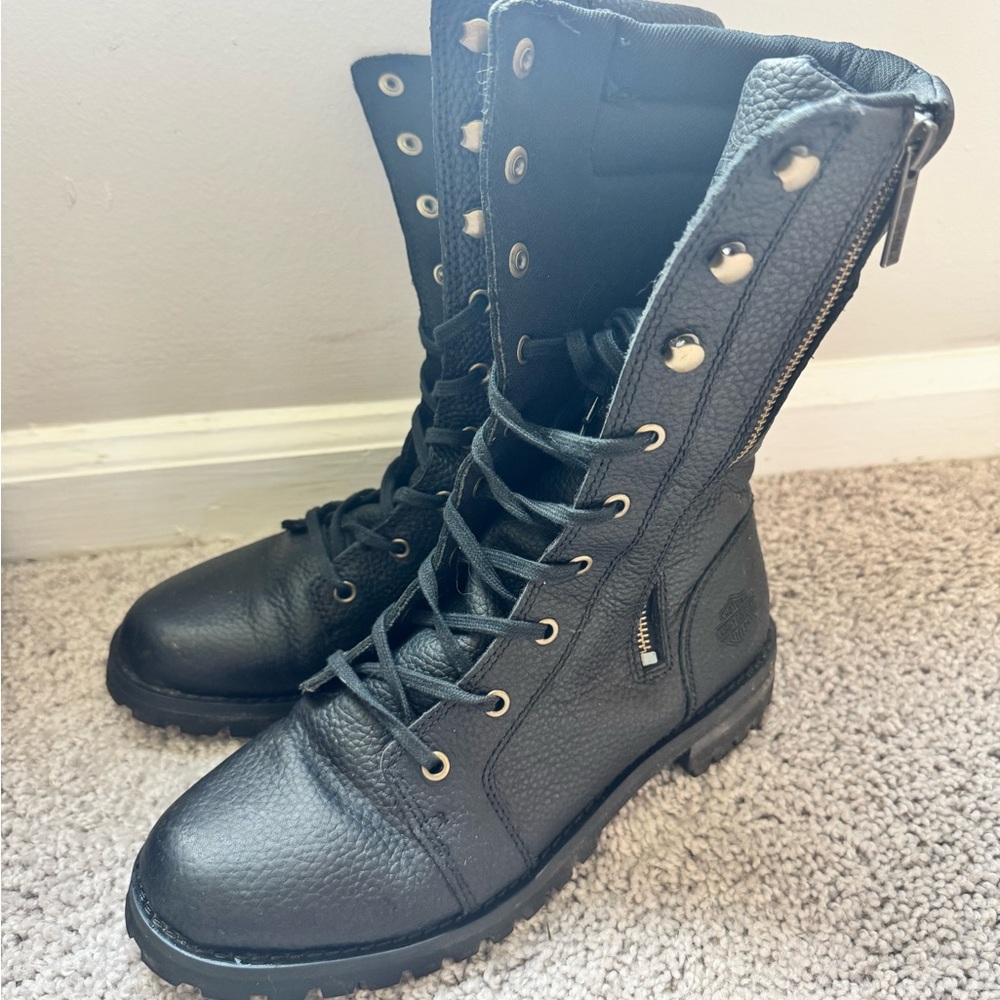 Harley-Davidson Black Combat Moto Boots with Rugged Sole